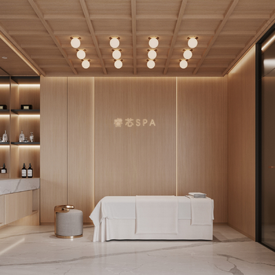  侘寂SPA按摩 美容 包厢su模型 