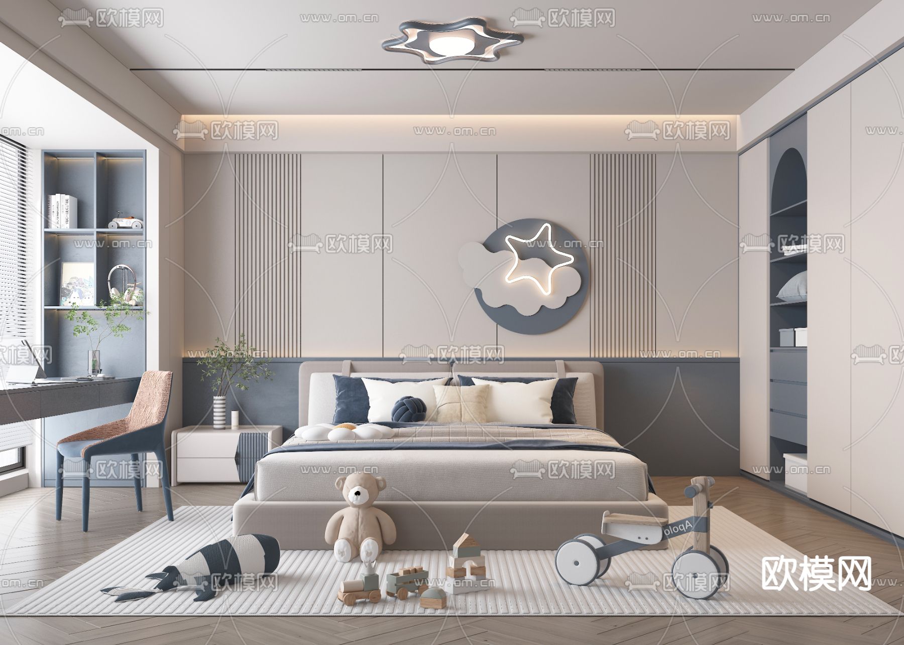 儿童房 男孩房 小孩房3d模型下载