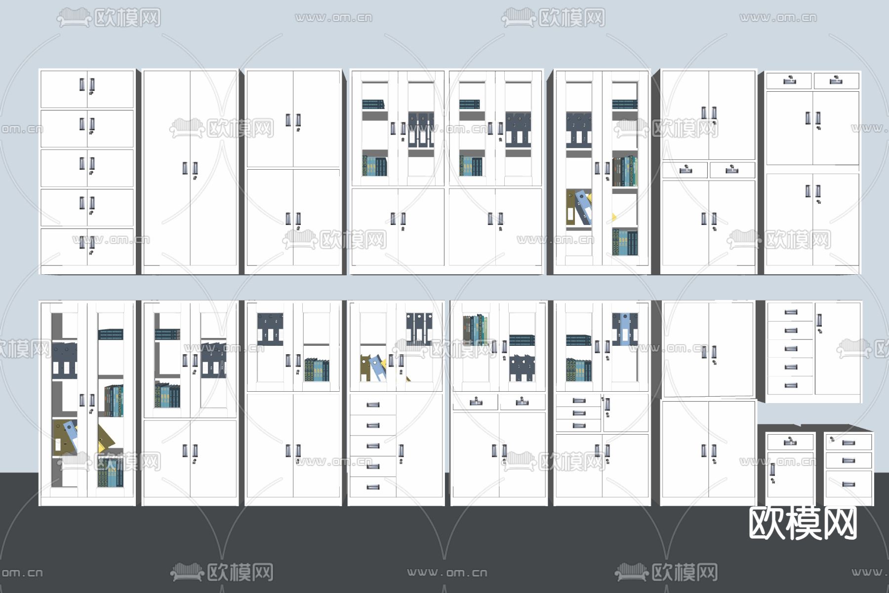 办公文件柜su模型下载（渲染图2）