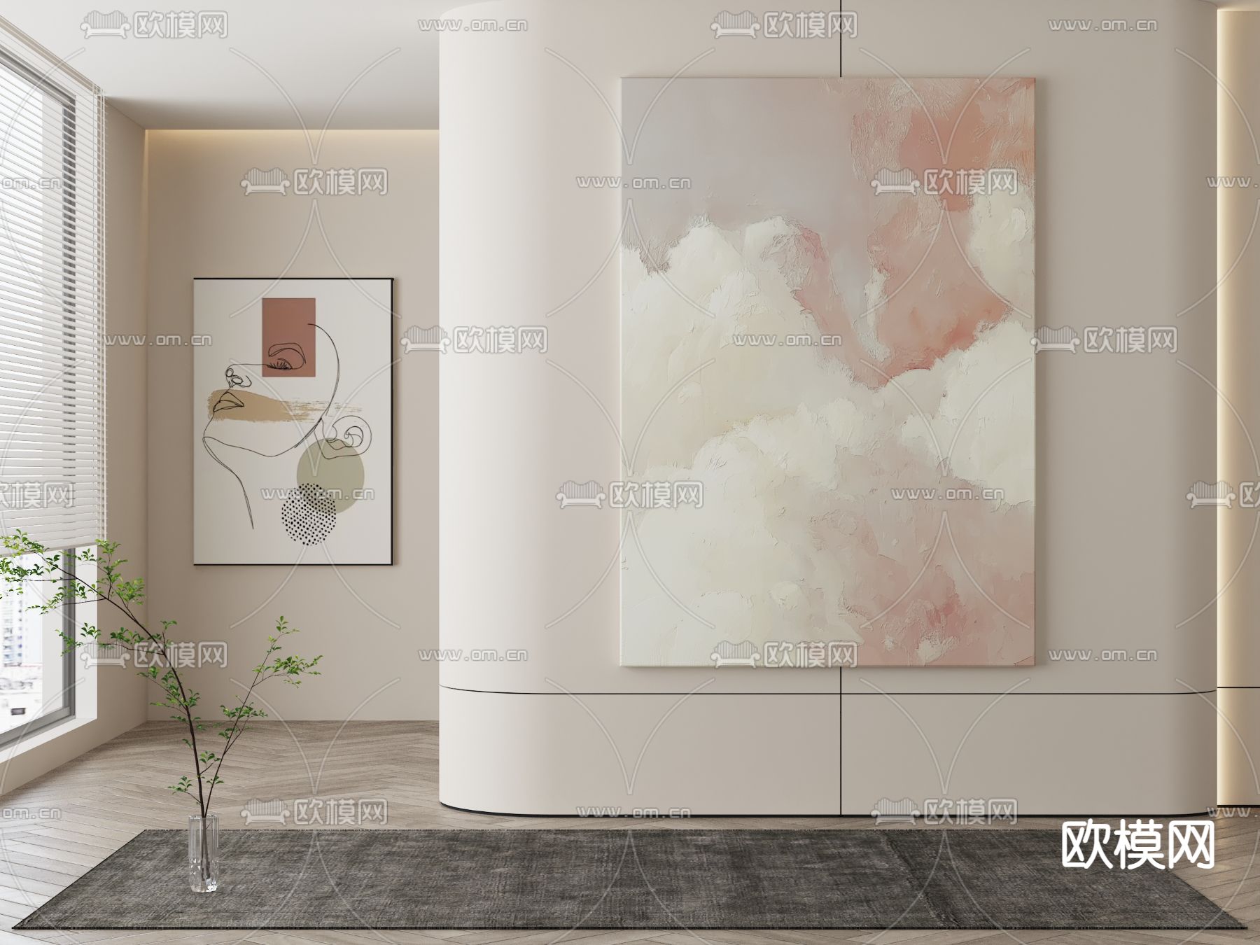 装饰画 抽象画 云朵挂画3d模型下载