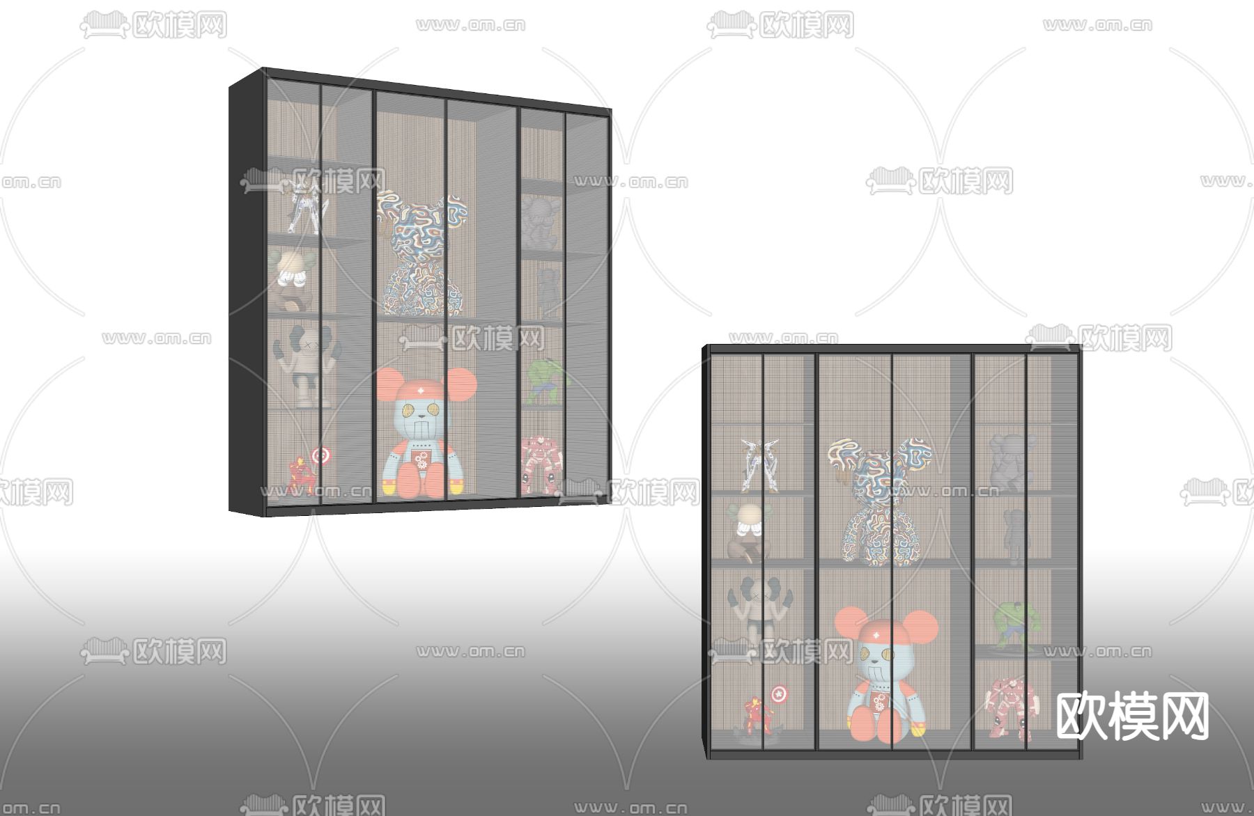 暴力熊 展示柜 玩具 手办公仔su模型下载（渲染图2）
