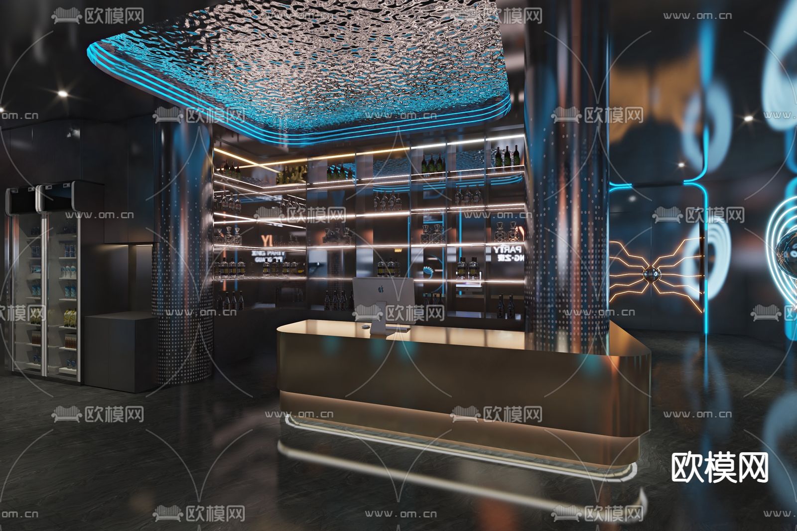 现代KTV门厅 通道su模型下载（渲染图3）