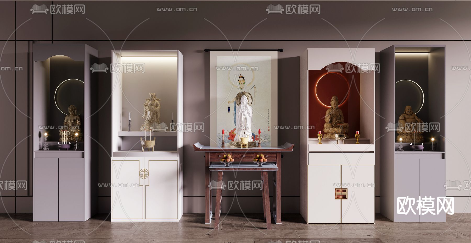 佛龛 佛像 供奉台3d模型下载