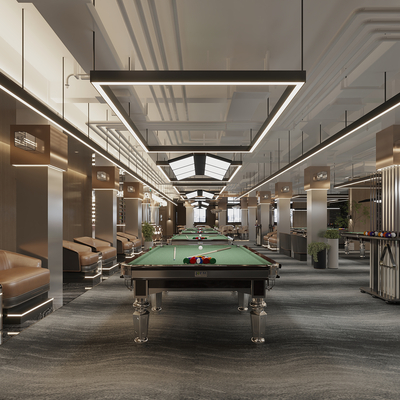  现代台球室su模型 