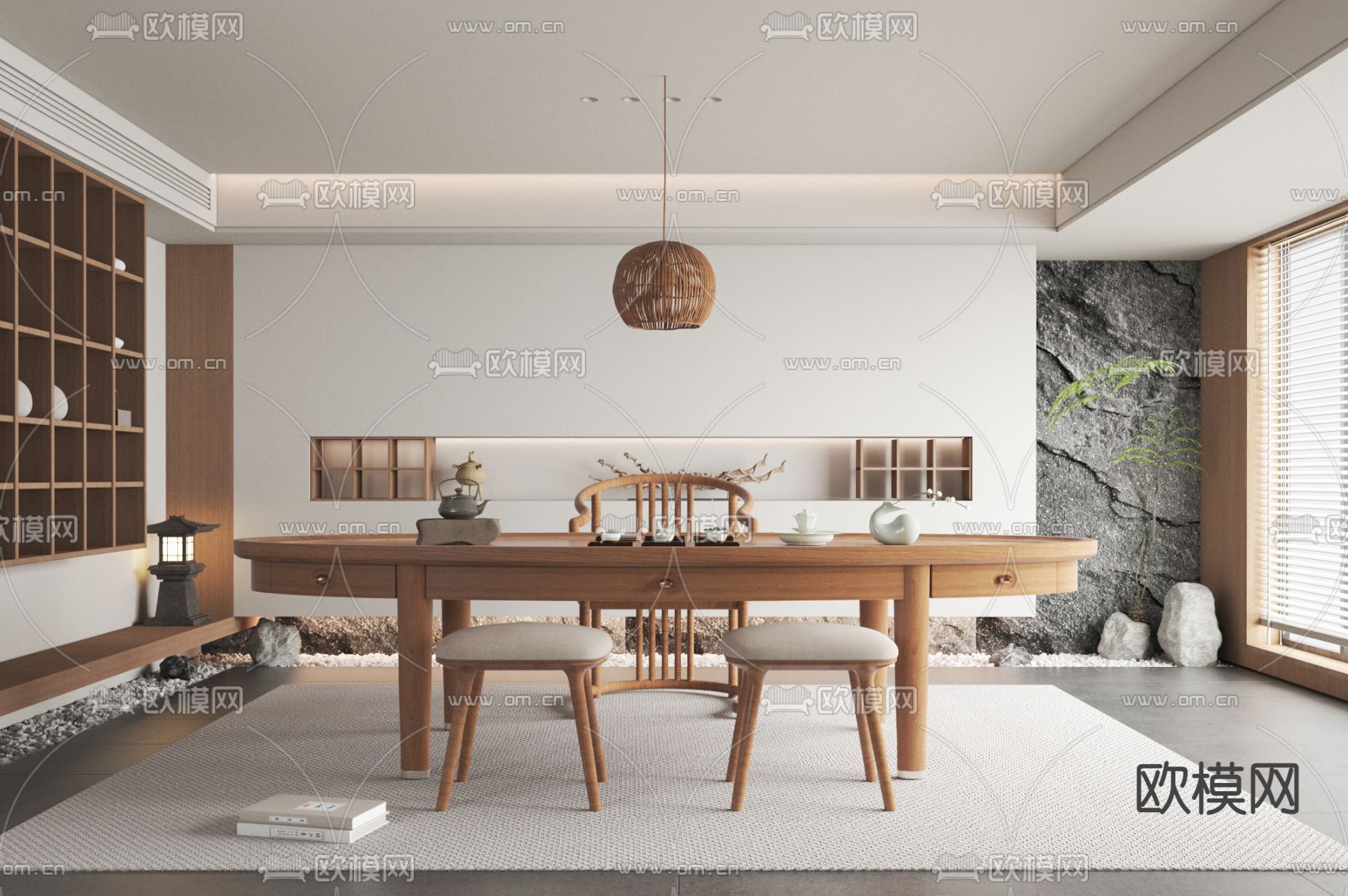 新中式茶室3d模型下载