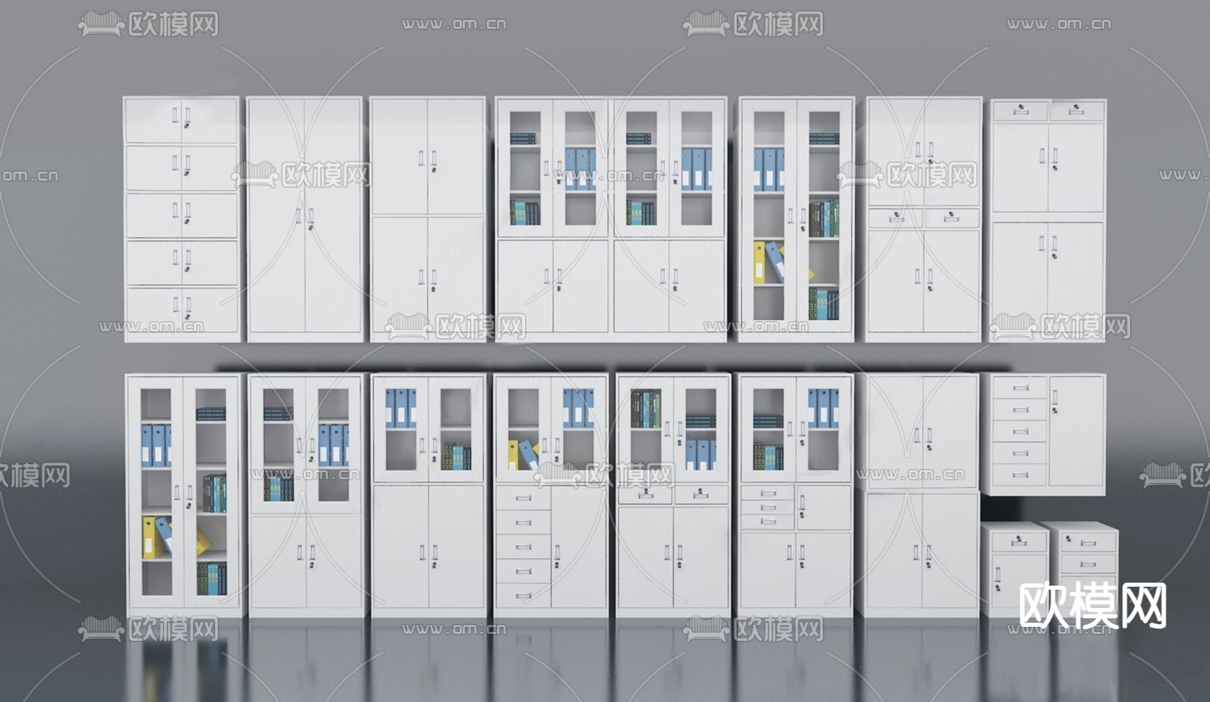 办公文件柜su模型下载（渲染图1）