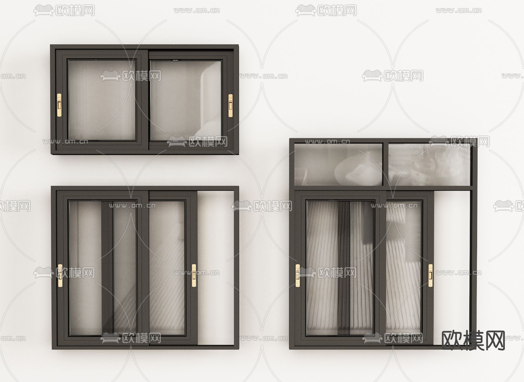 现代窗户 平开窗 推拉窗 阳台窗3d模型下载