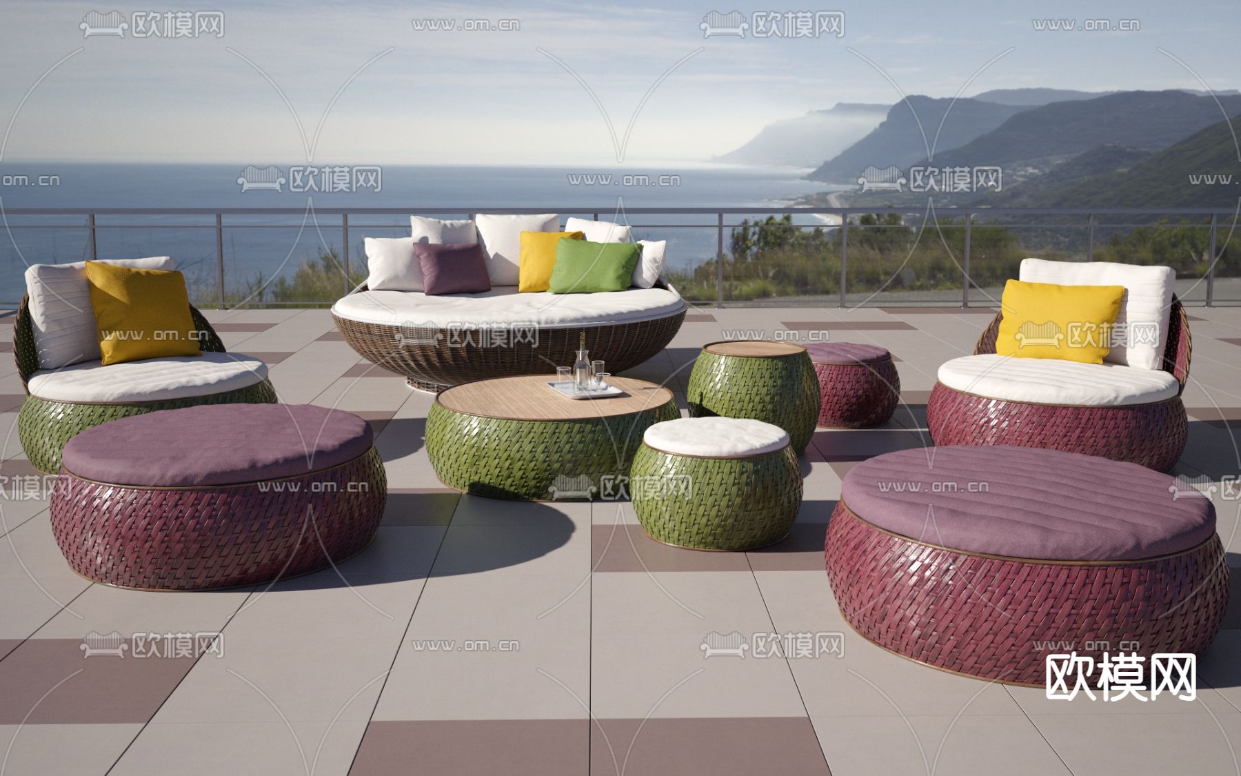 户外沙发 组合沙发3d模型下载