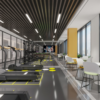  现代健身房su模型 