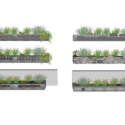  花箱 花池 花槽 景墙砖su模型 