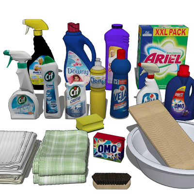  清洁用具 洗洁剂抹布su模型 