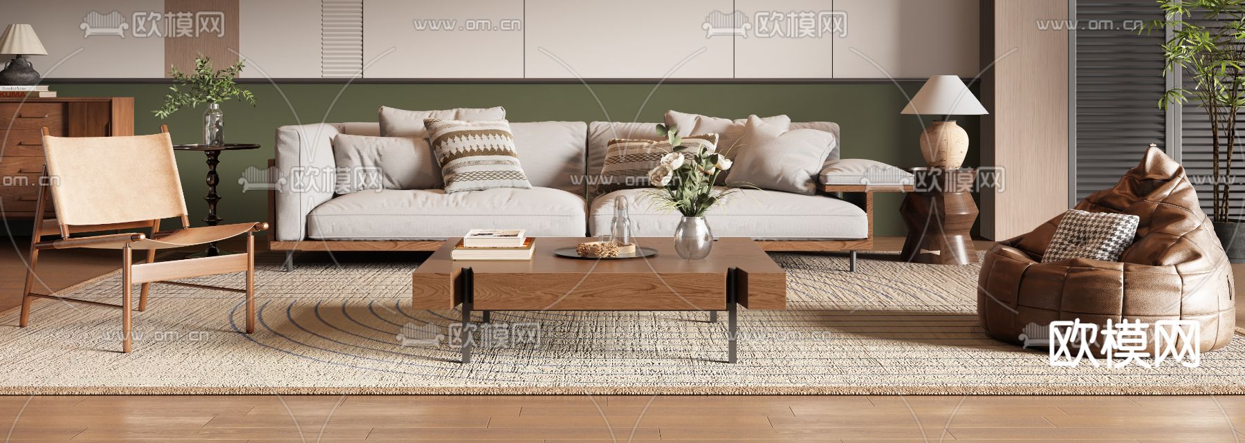 东南亚南洋风客厅3d模型下载（渲染图2）