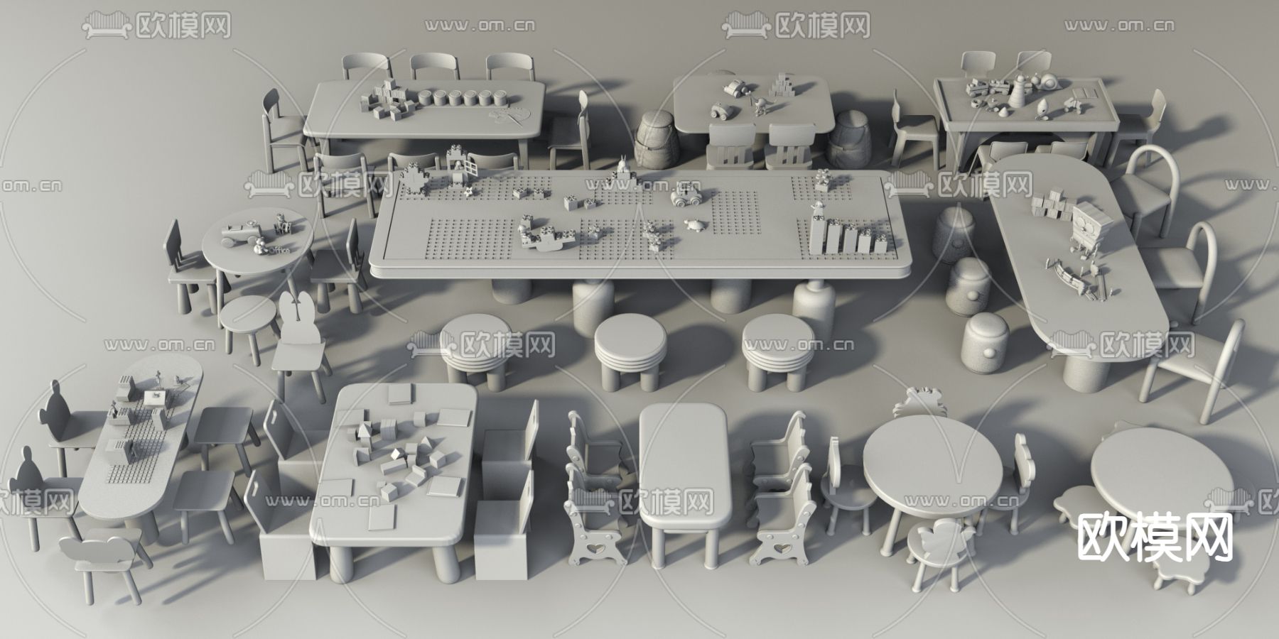 儿童桌椅3d模型下载（渲染图2）