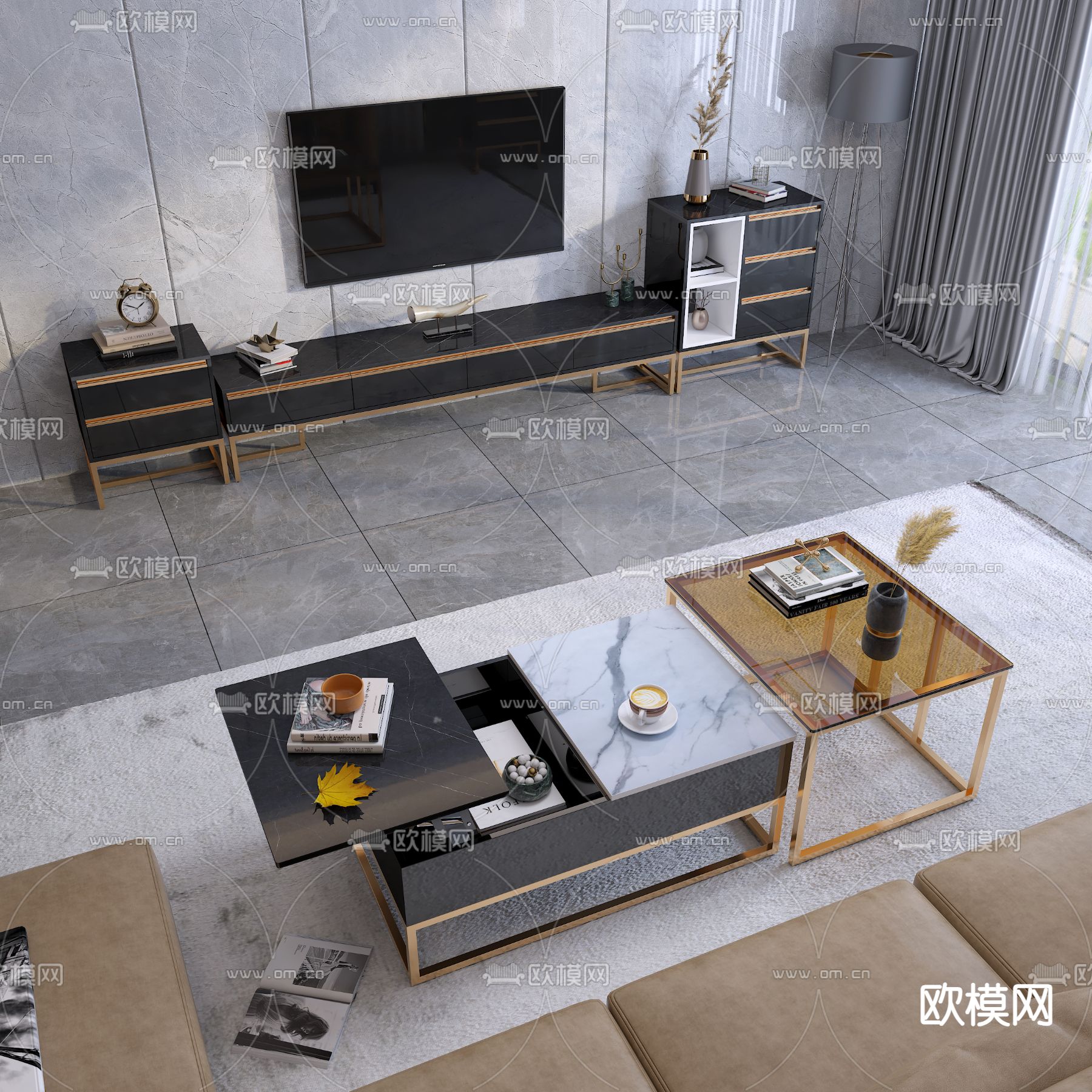 电视柜 升降茶几3d模型下载