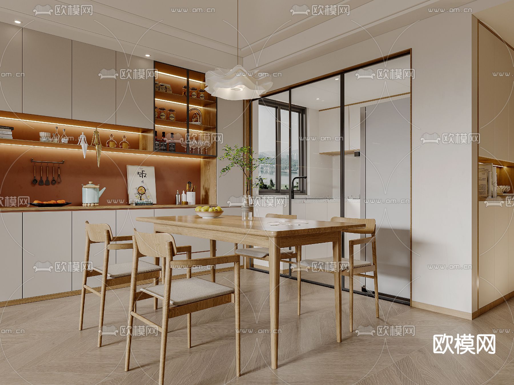 北欧餐厅3d模型下载