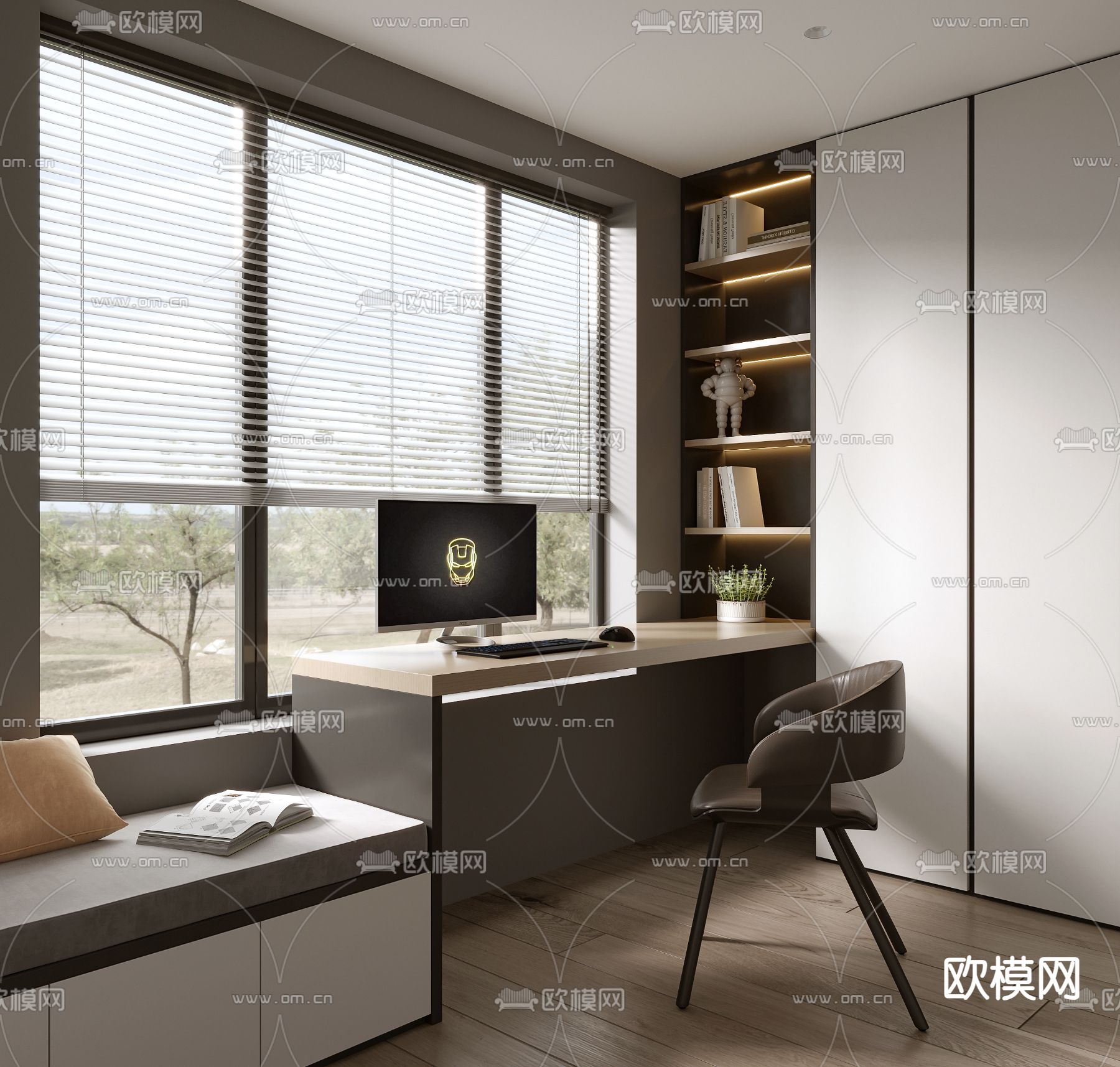 现代书桌 书台3d模型下载