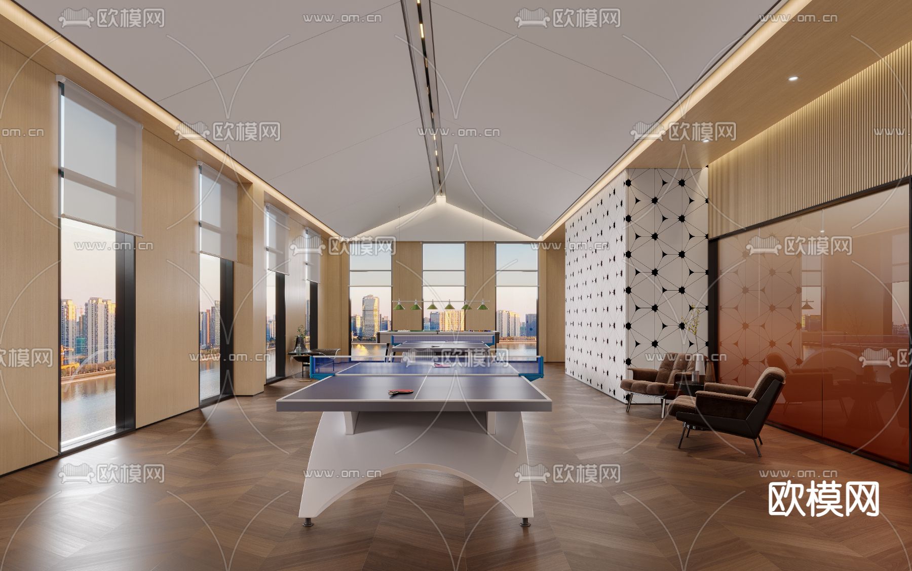 乒乓球室 台球室3d模型下载（渲染图2）