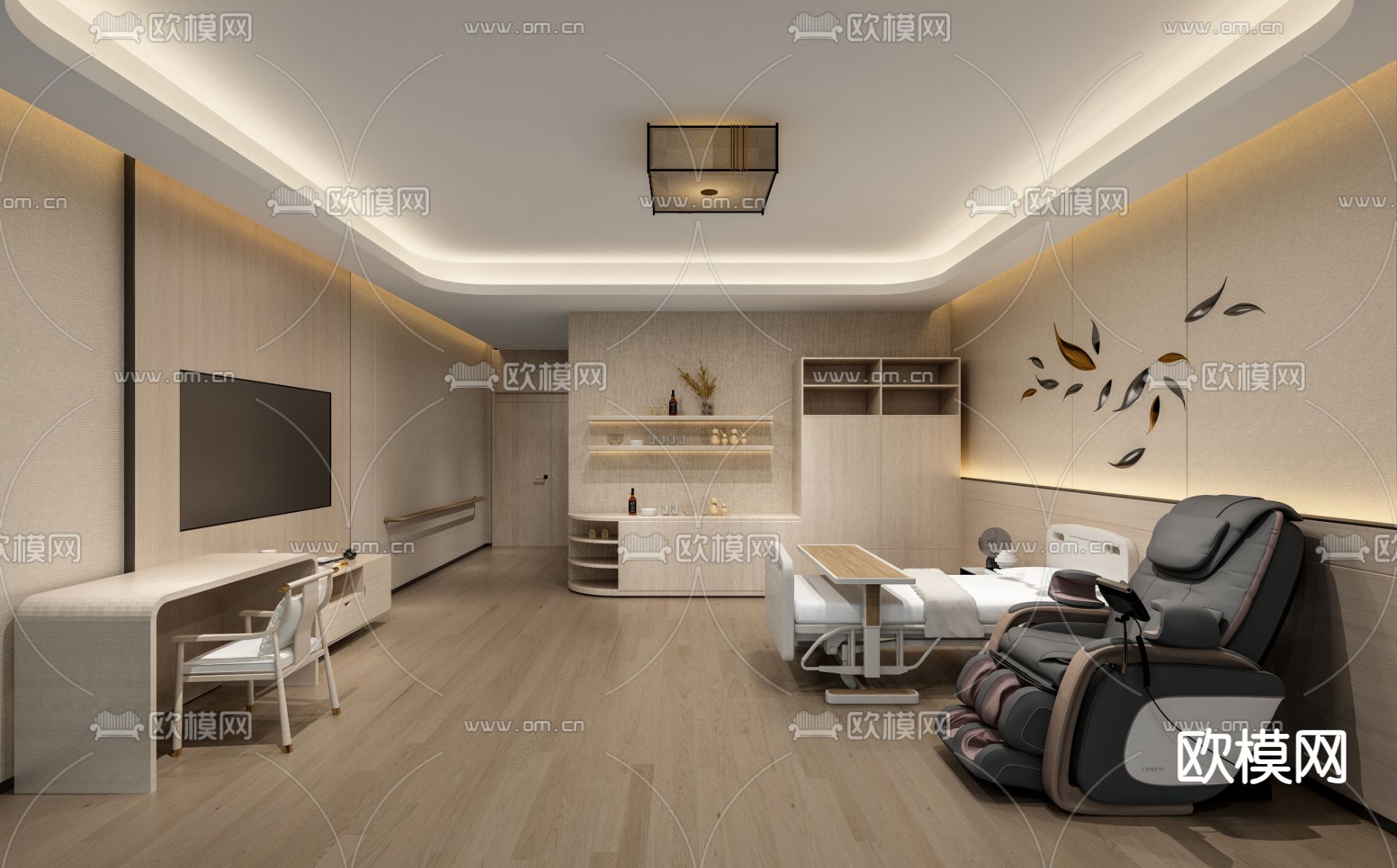 新中式养老院 病房3d模型下载