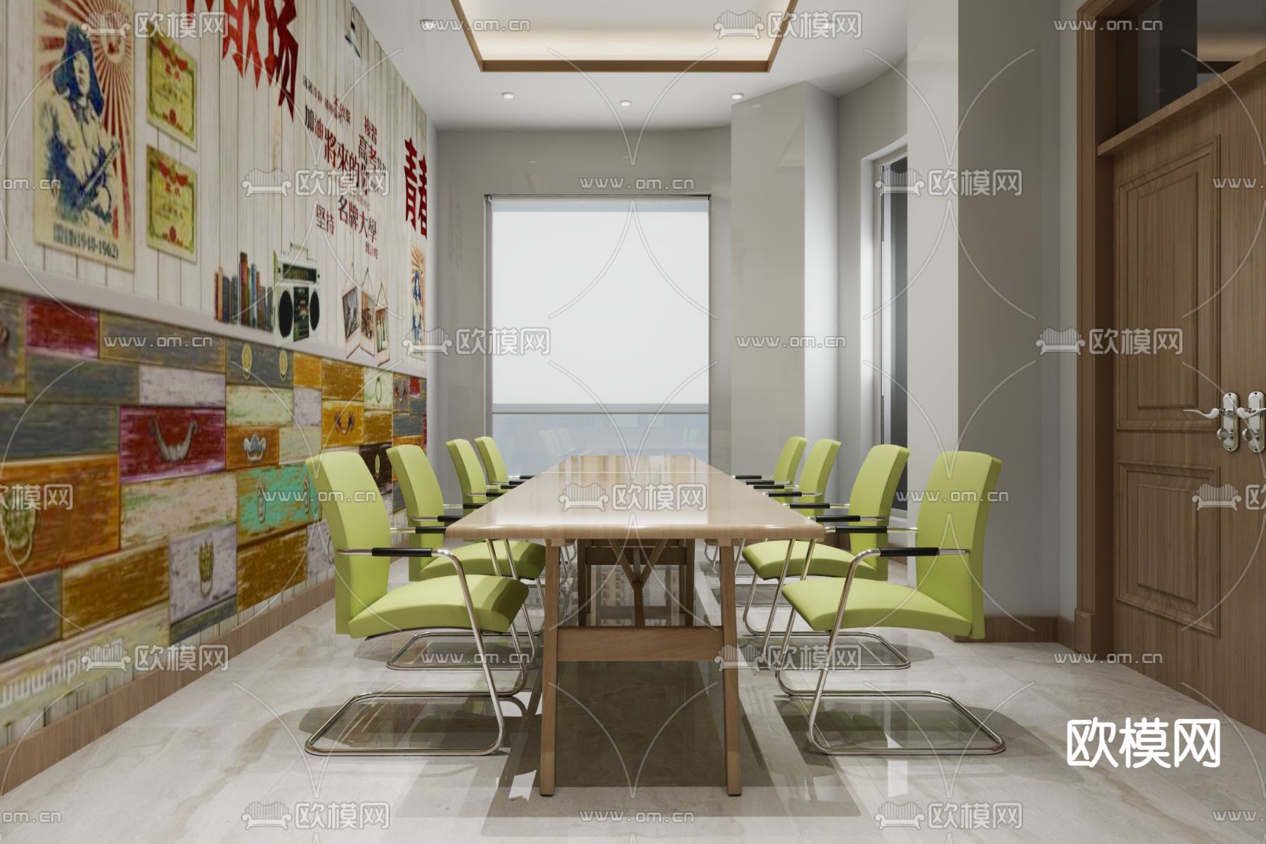 现代图书馆 阅览室免费3d模型下载（渲染图2）