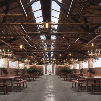 工业风餐厅 农家乐3d模型