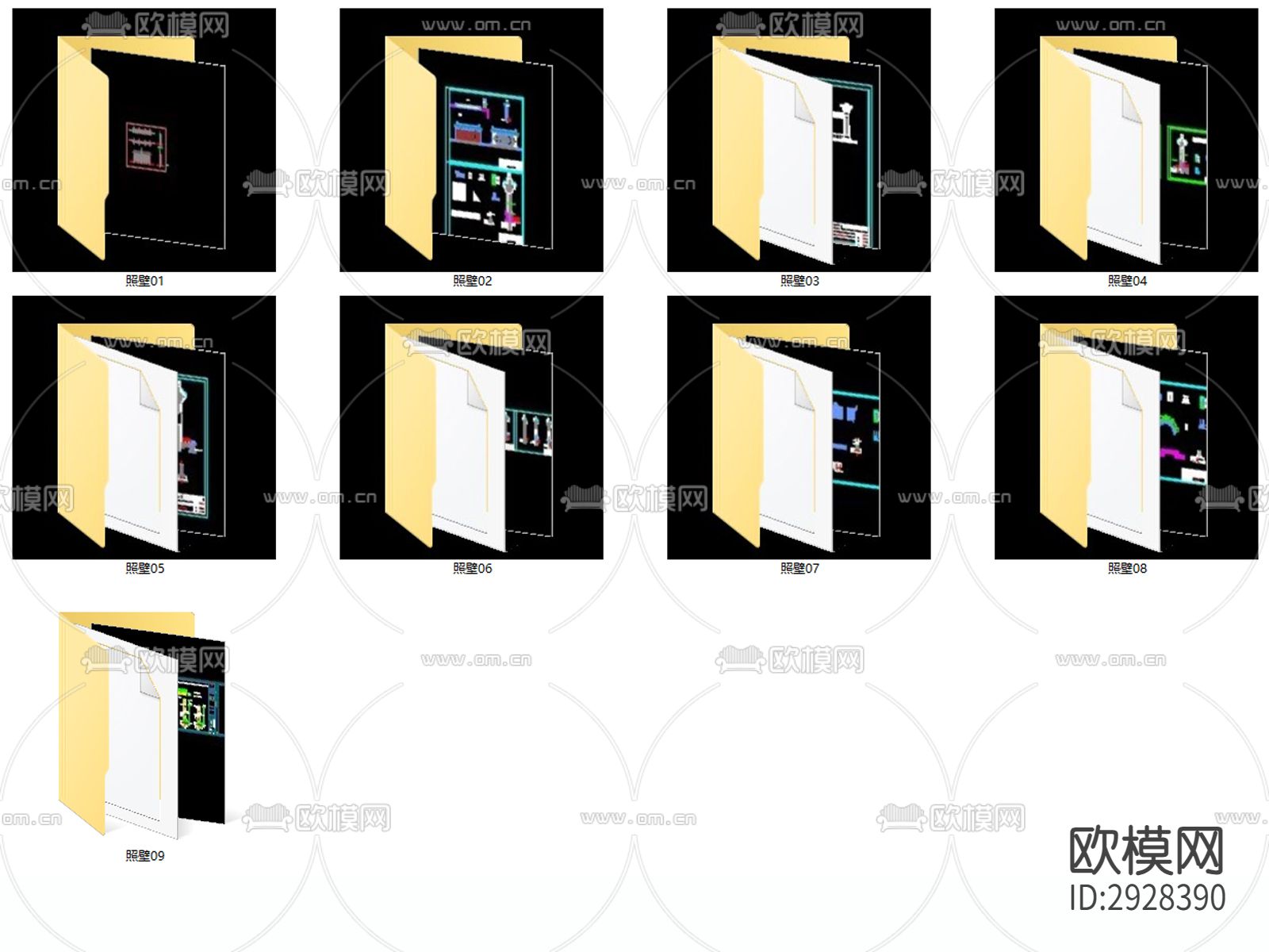 照壁 影壁cad大样图下载（渲染图9）