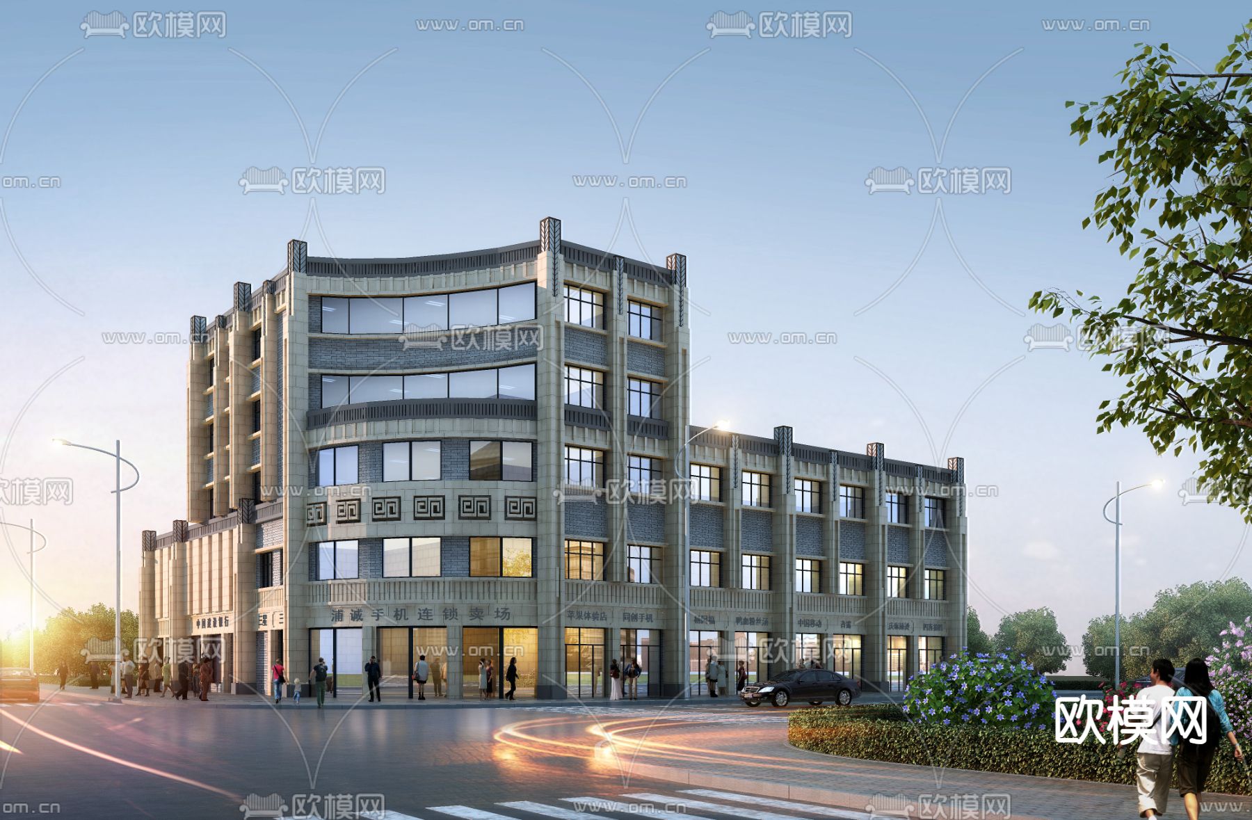 欧式商铺外观3d模型下载