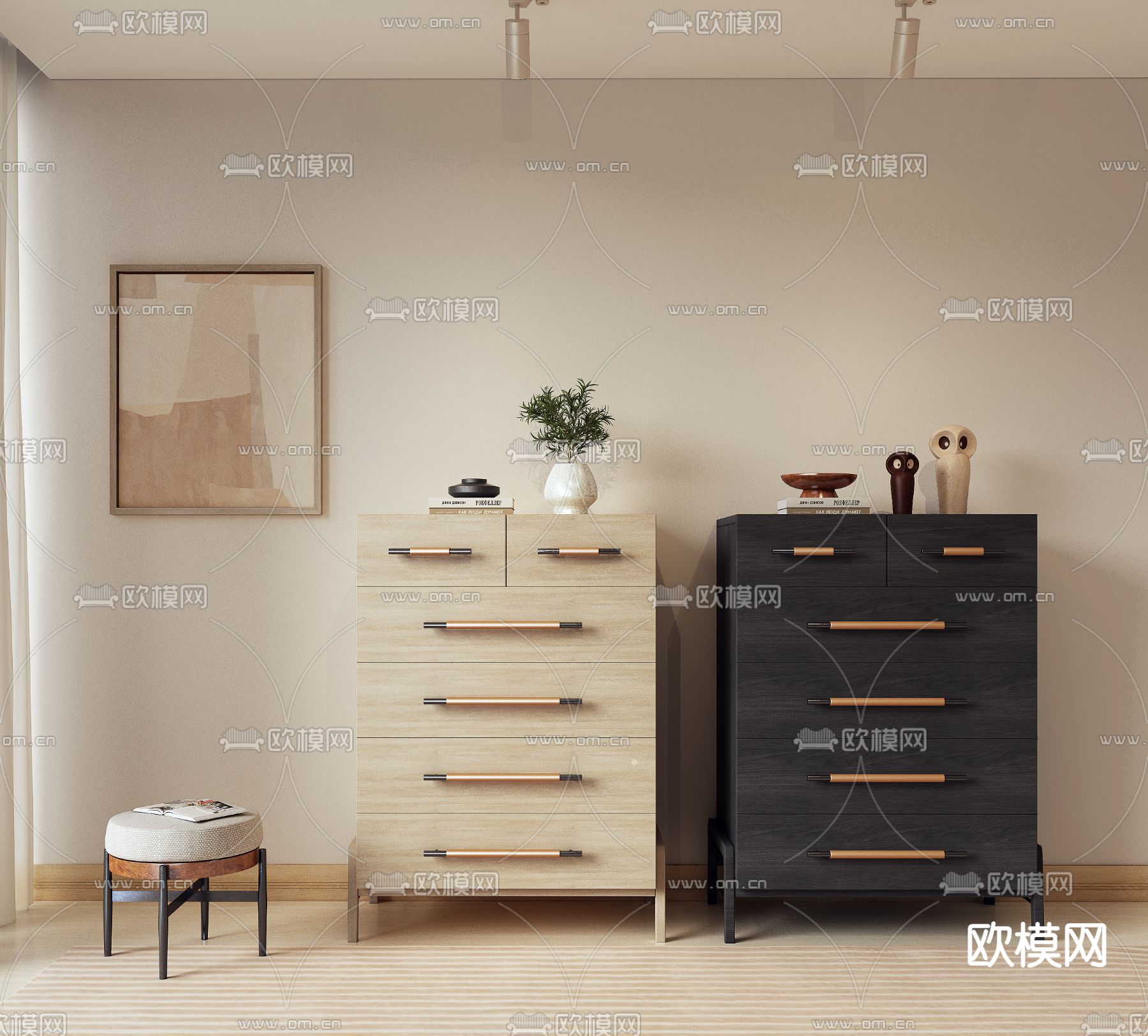 现代边柜 五斗柜3d模型下载