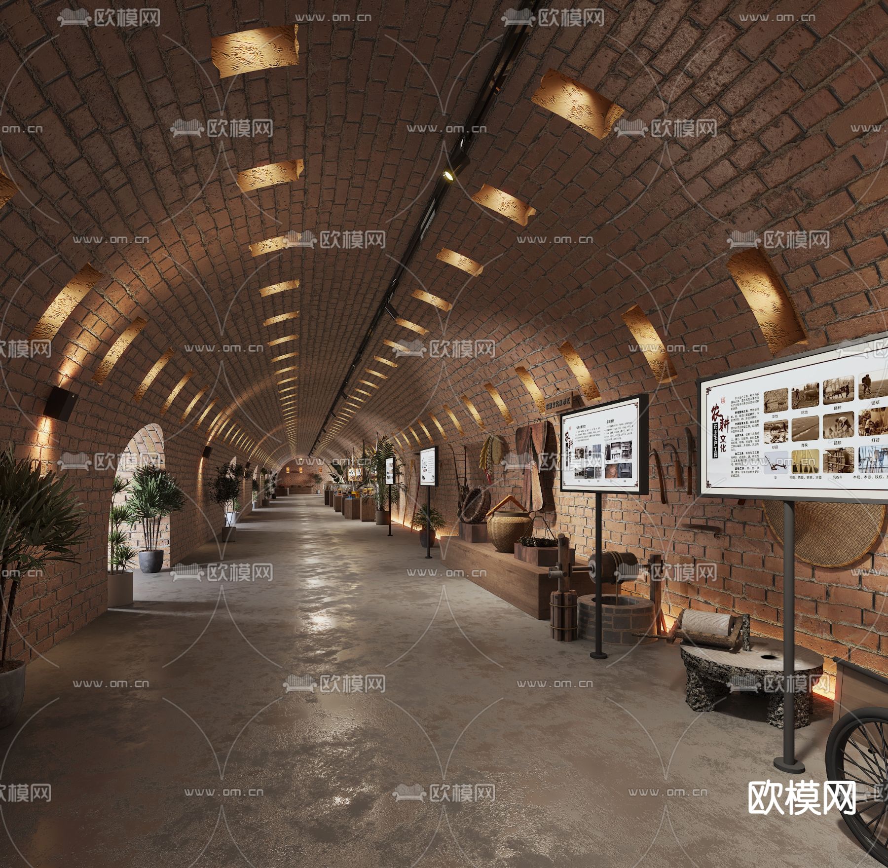 工业风农业展厅3d模型下载（渲染图1）