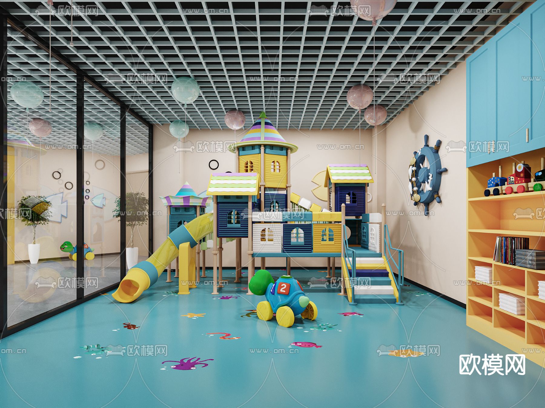 儿童娱乐区 游乐场3d模型下载（渲染图1）