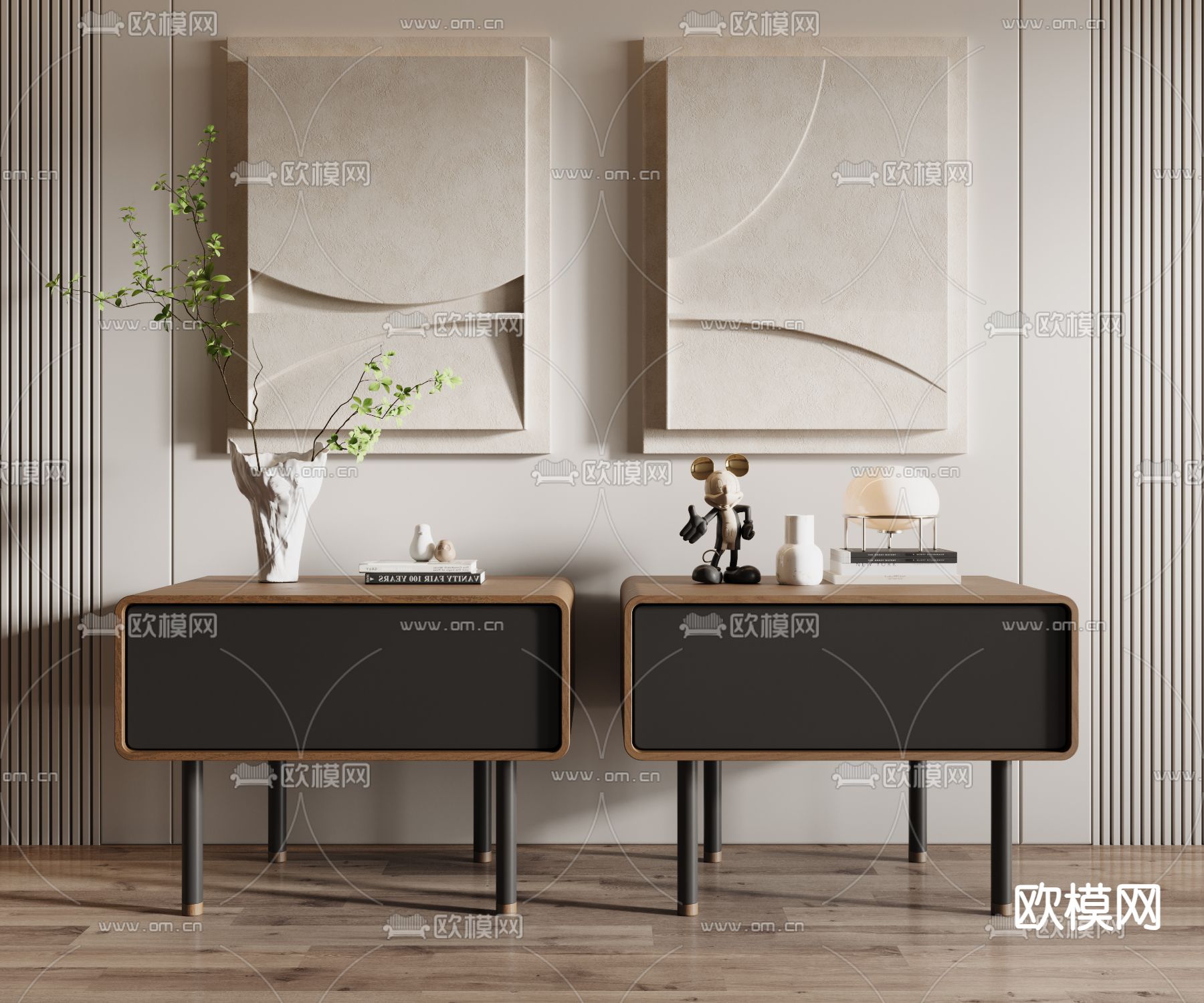 现代床头柜3d模型下载