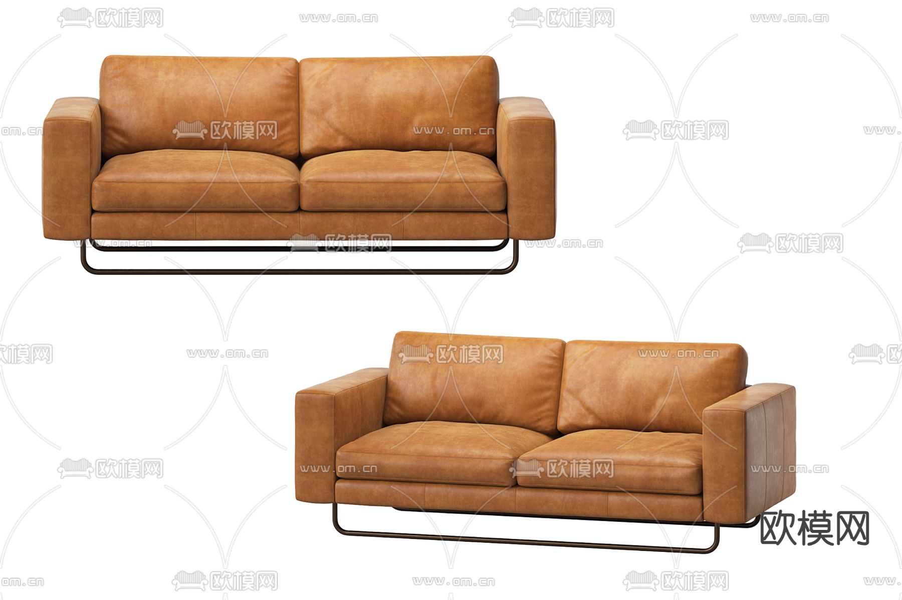 皮革沙发 双人沙发3d模型下载