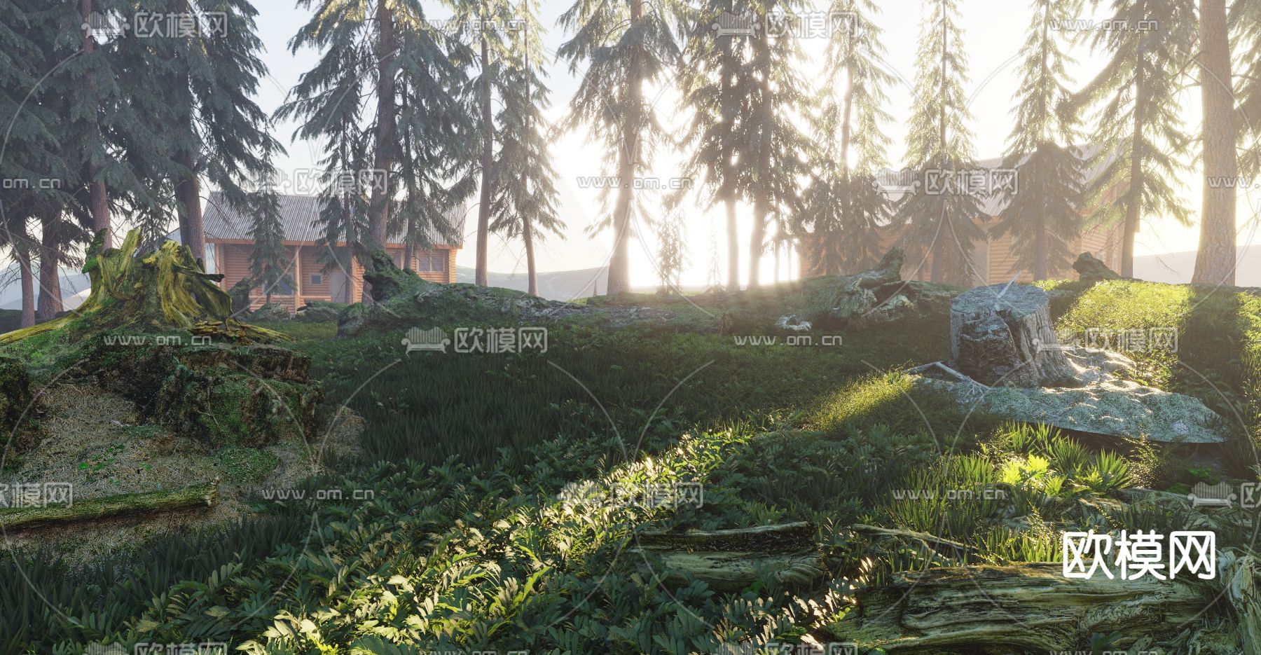 森林小屋 林中木屋3d模型下载