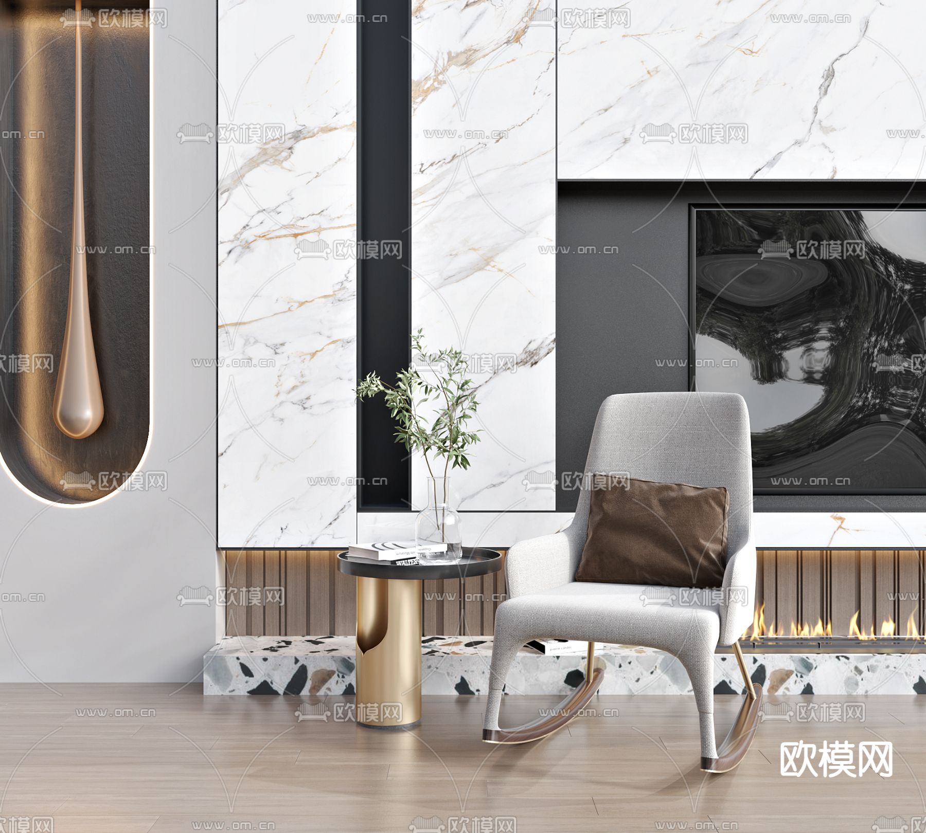 现代摇椅 休闲椅3d模型下载