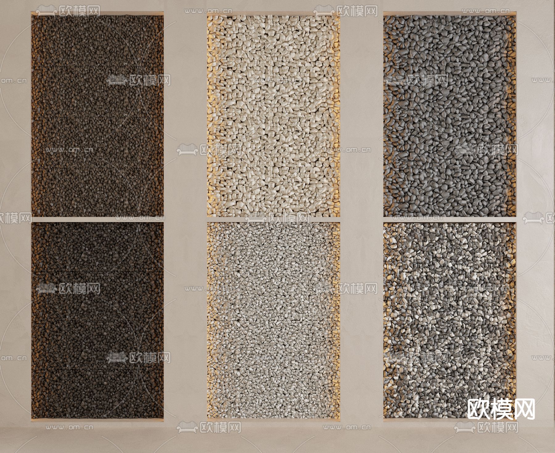 鹅卵石 碎石 石子 水洗石 石头汀步3d模型下载