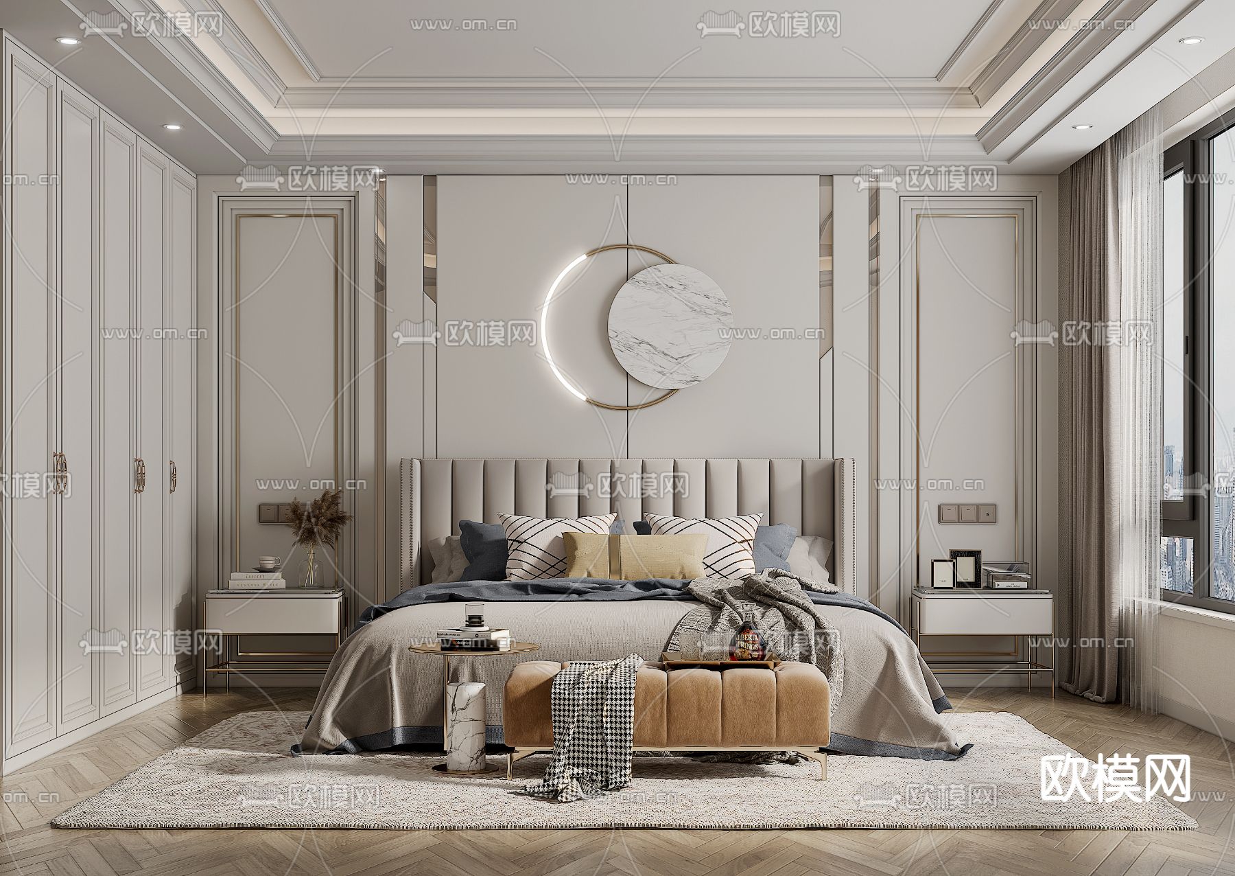 美式卧室 主卧 主人房3d模型下载