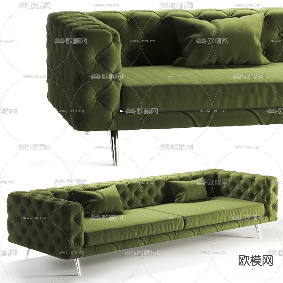 简欧双人沙发3d模型下载
