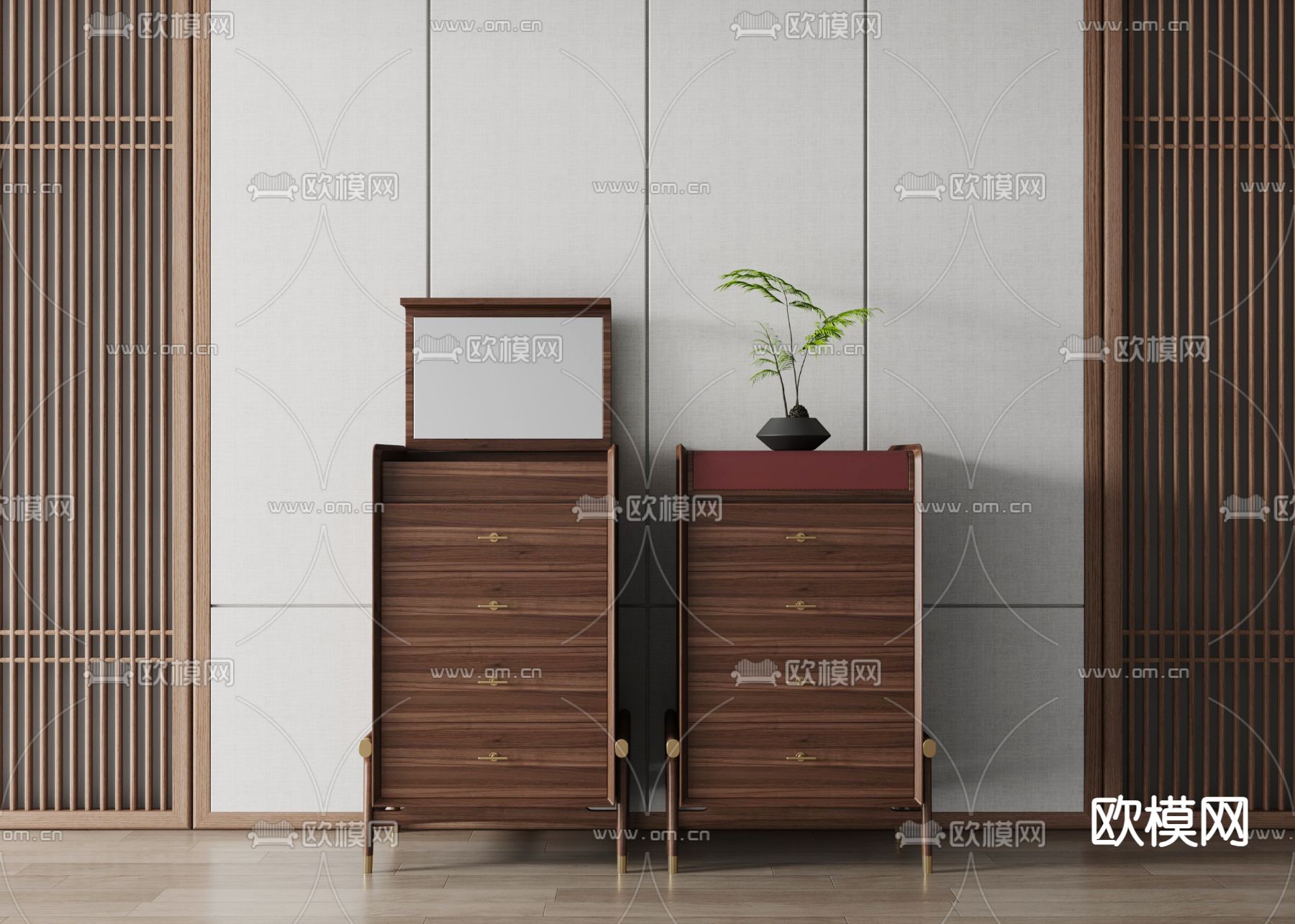 新中式斗柜 边柜3d模型下载