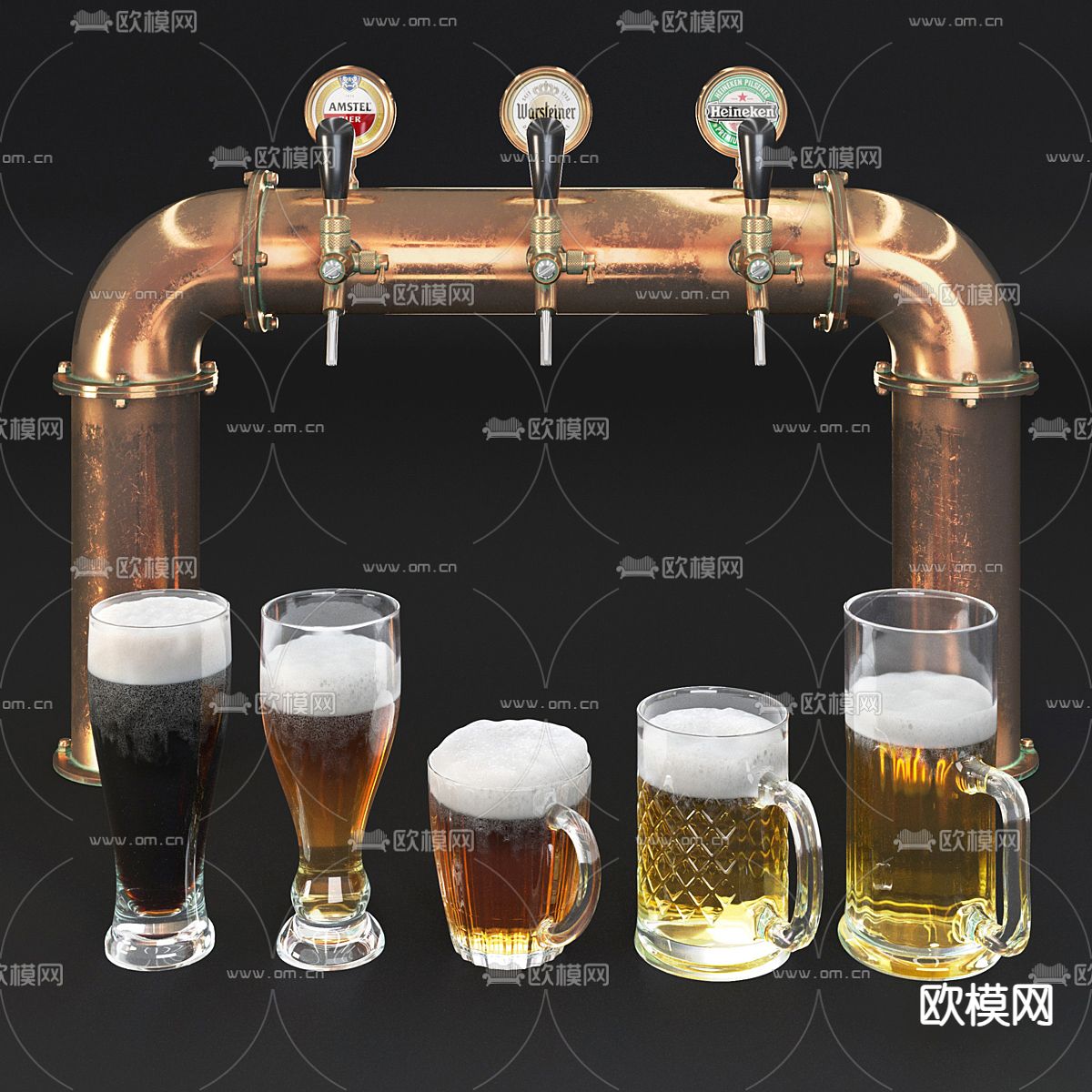 现代啤酒器 啤酒杯3d模型下载