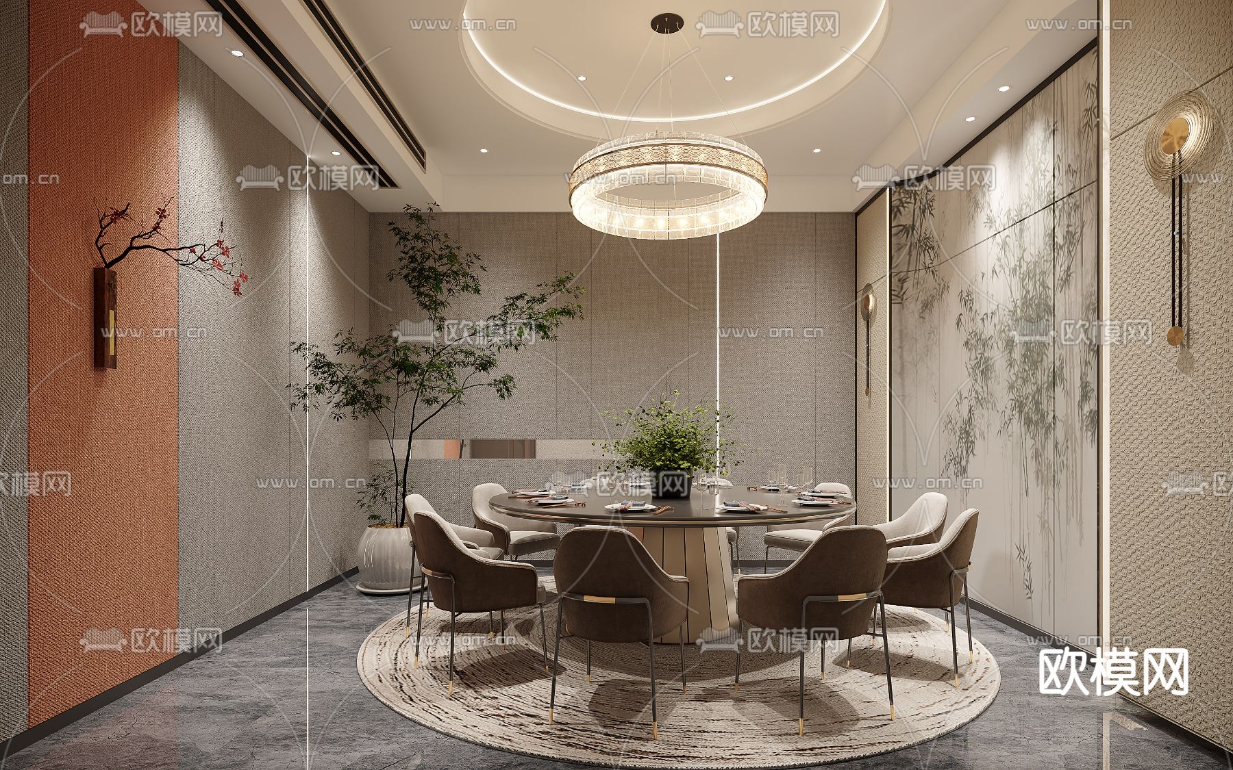 中餐厅包厢 酒楼包房3d模型下载