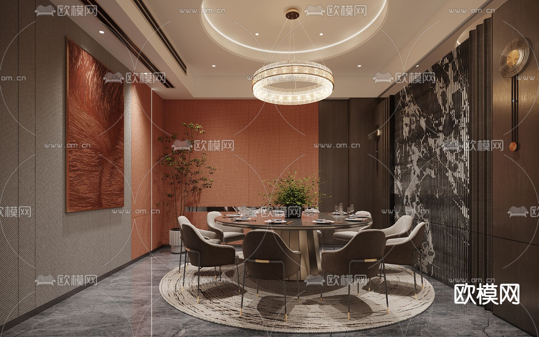 中餐厅包厢 酒楼包房3d模型下载