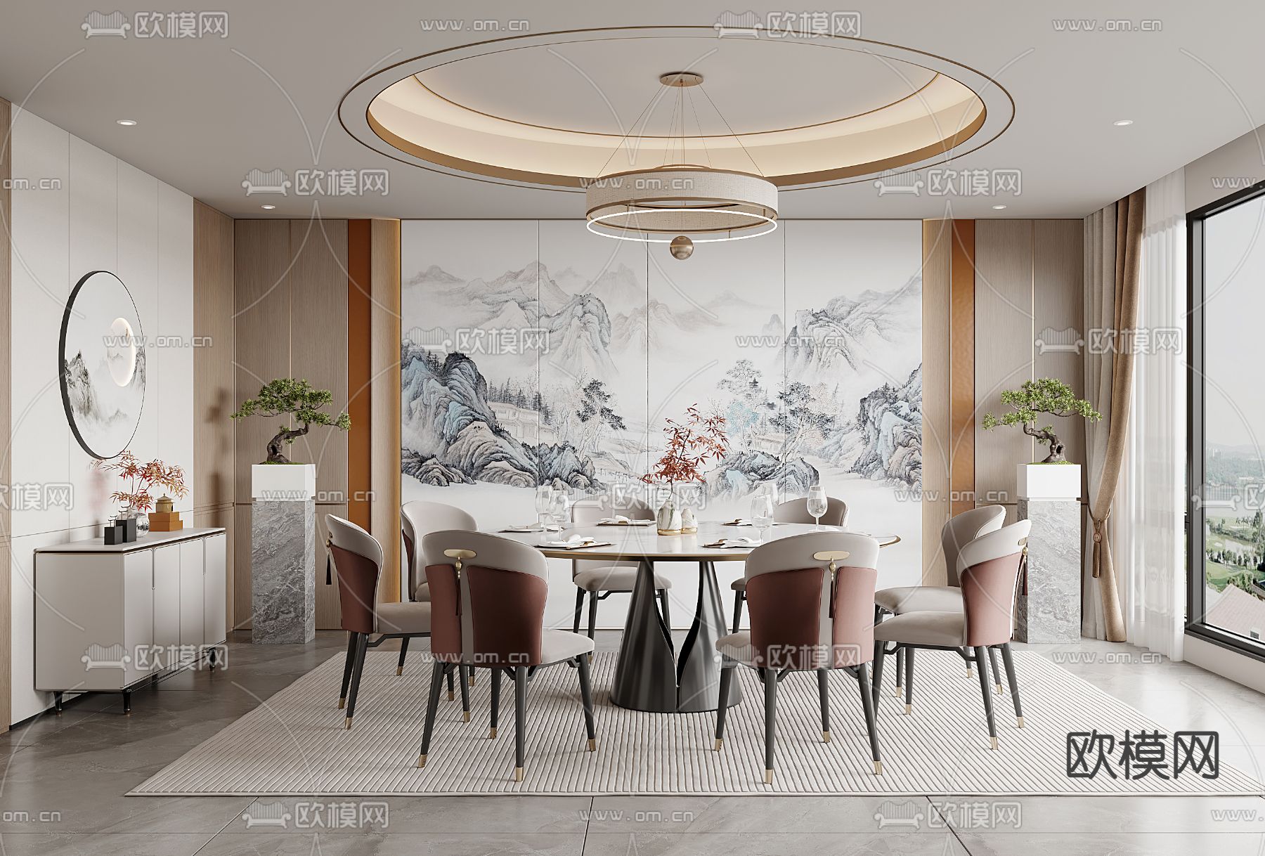 中餐厅包房 酒楼包厢3d模型下载