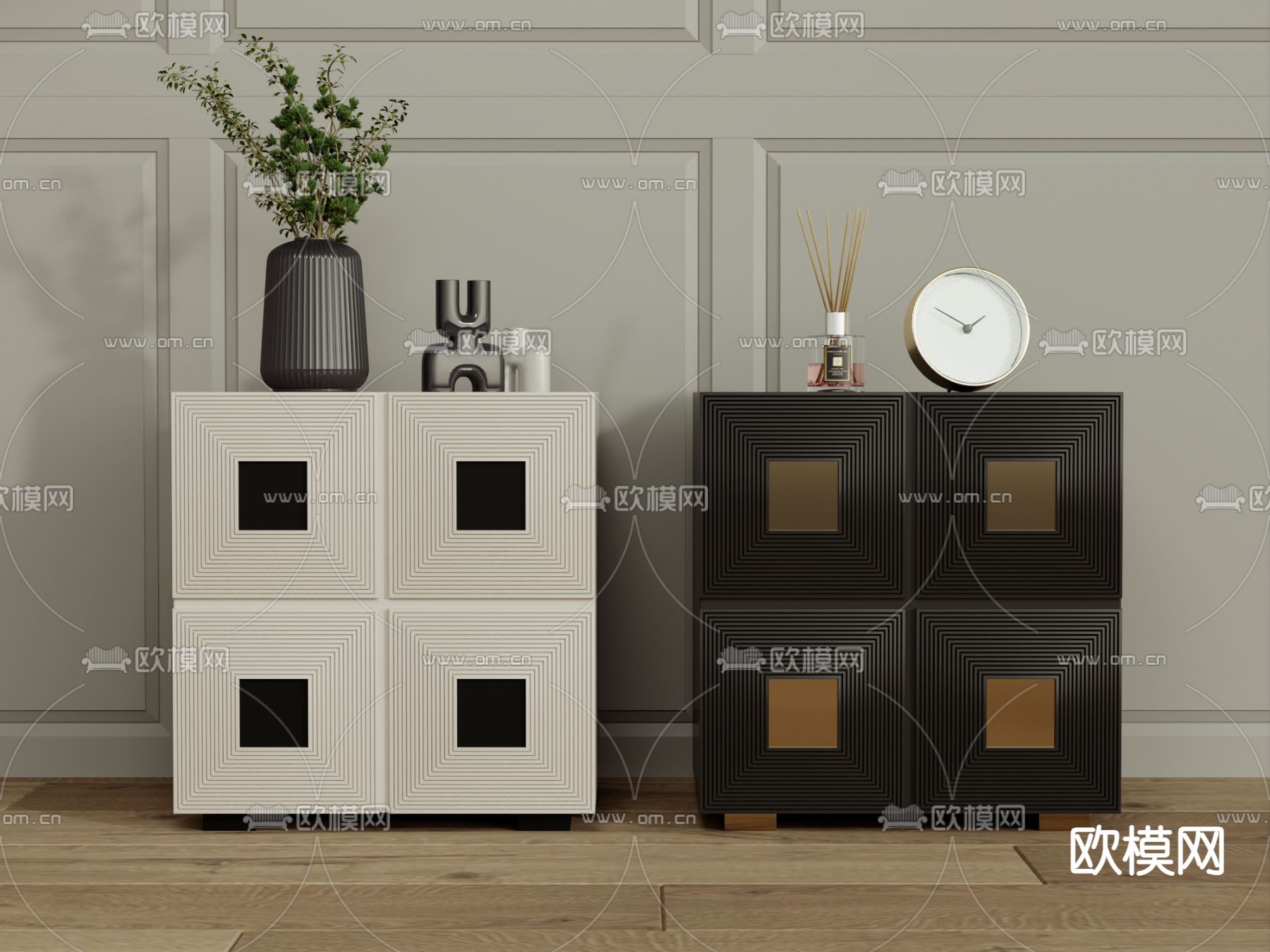 现代床头柜3d模型下载