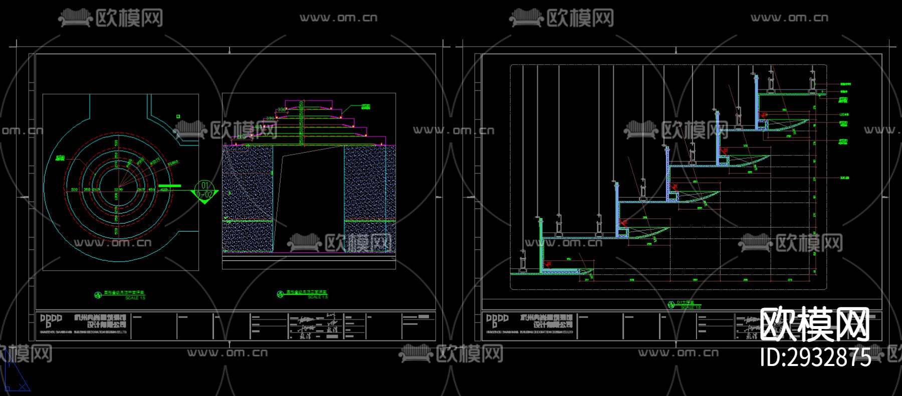 圆形叠级吊顶 吊顶详图 叠级吊顶详图 圆形吊顶cad大样图下载（渲染图3）