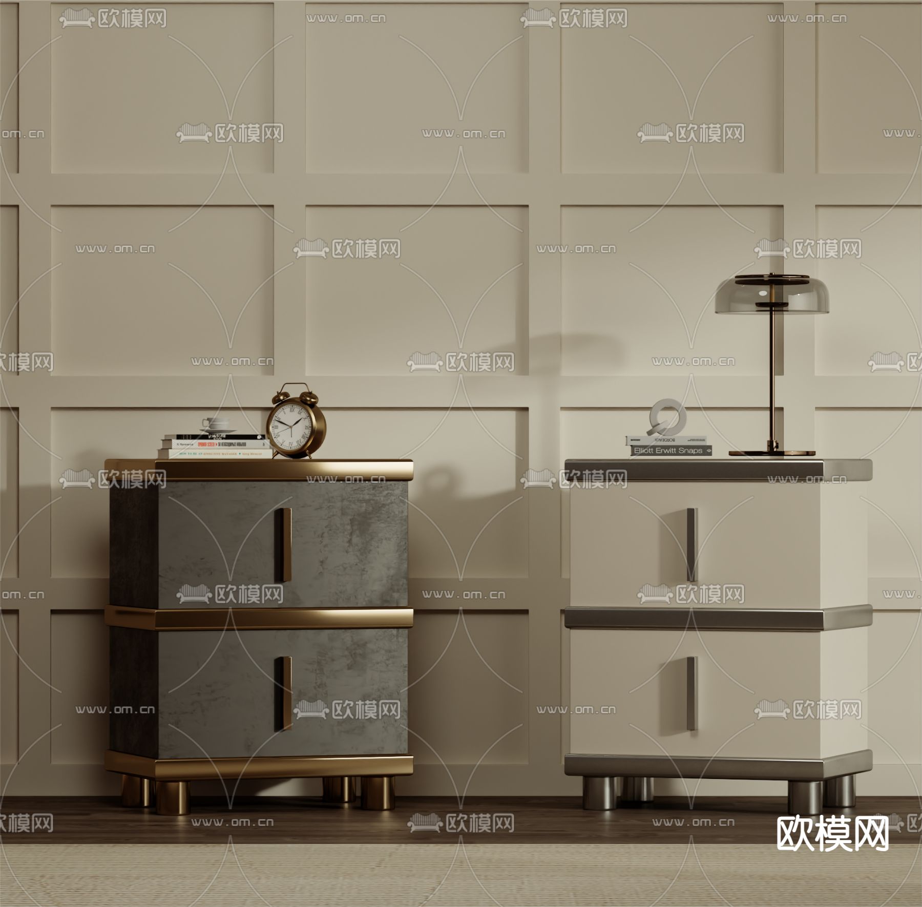 现代床头柜3d模型下载