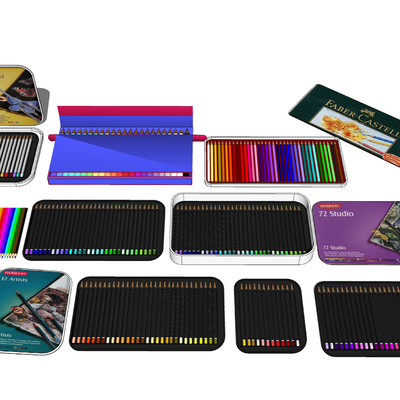  文具彩铅 铅笔颜料笔su模型 