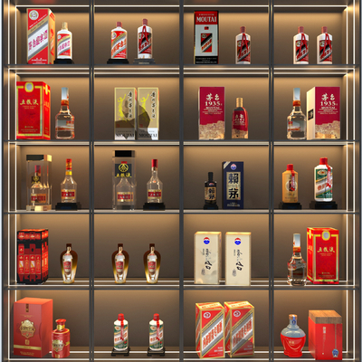  白酒 红酒 洋酒su模型 