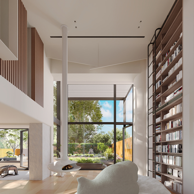  现代别墅客厅su模型 