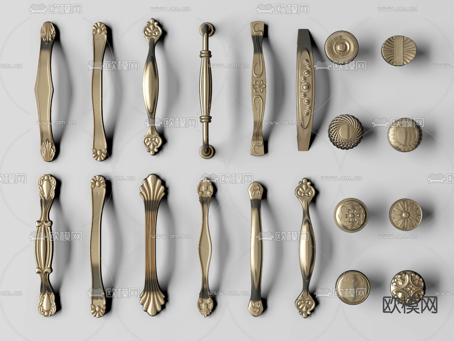 简欧门把手 拉手3d模型下载