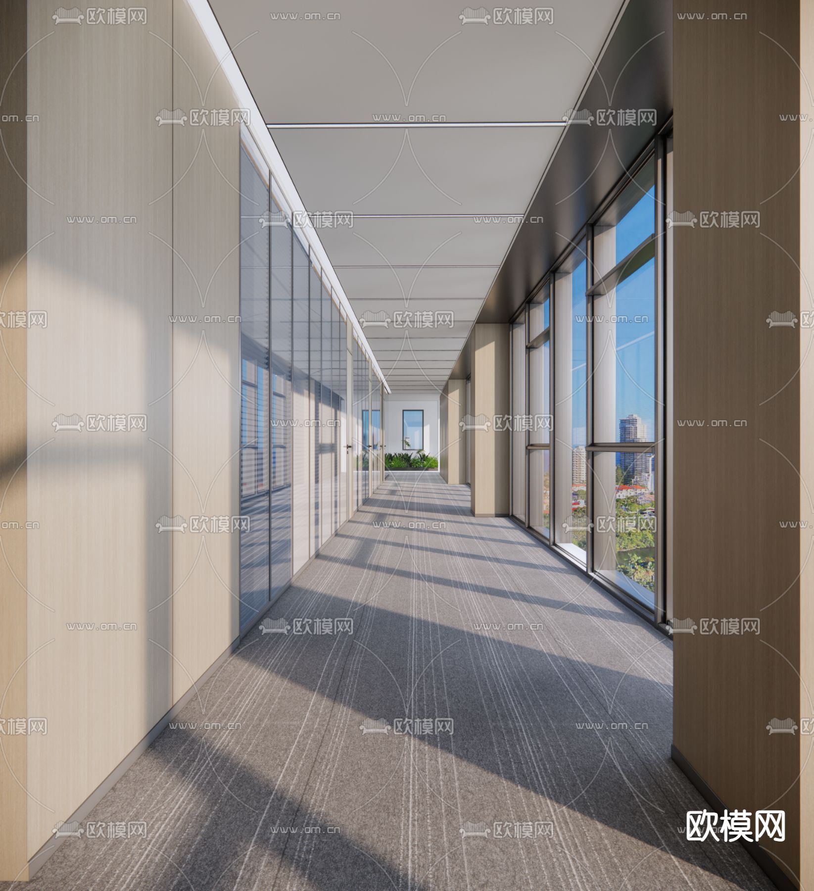 公共走廊过道su模型下载（渲染图1）