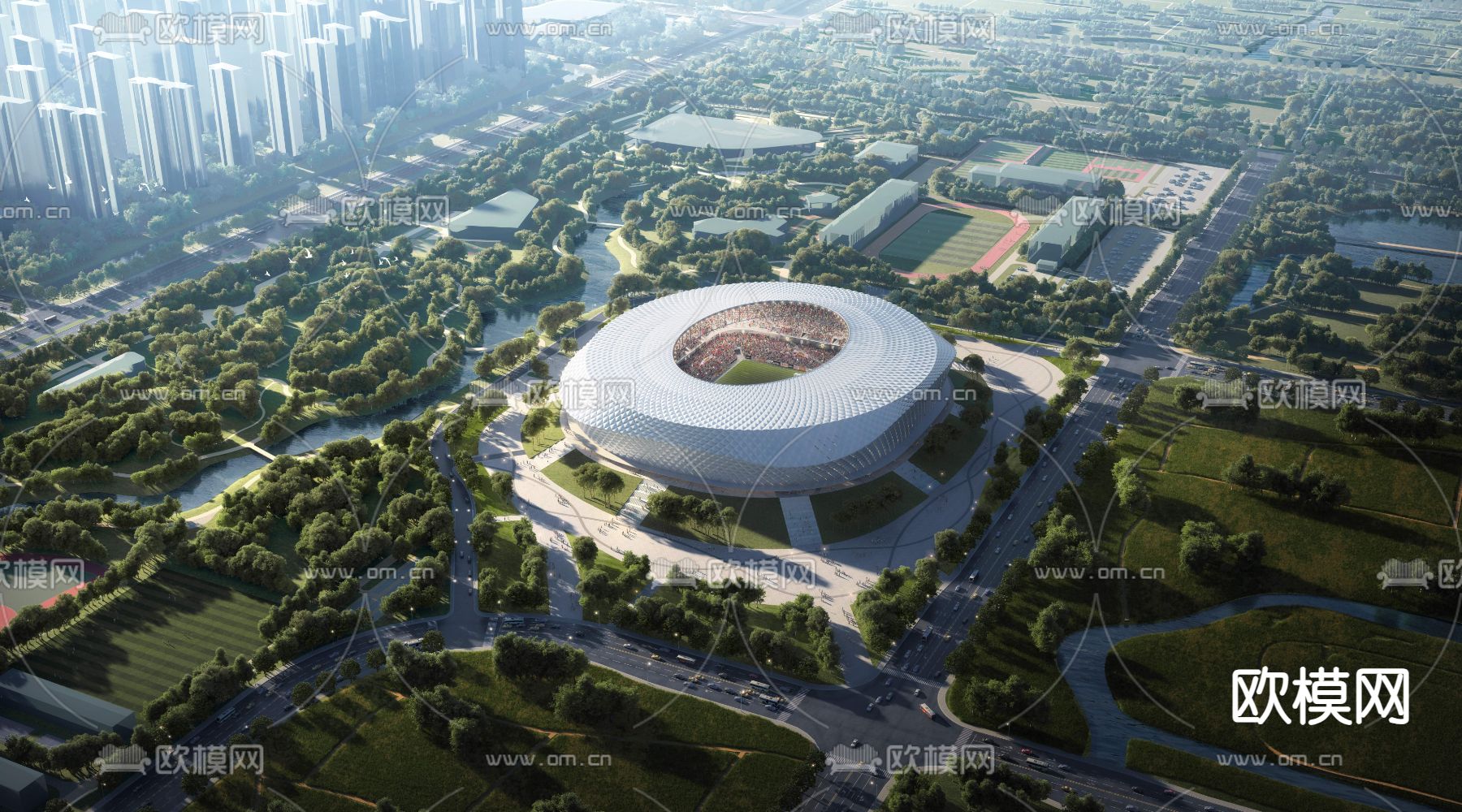 体育馆鸟瞰3d模型下载